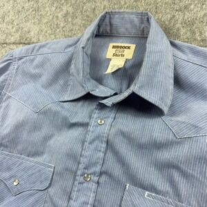 Ruddock RR Shirts Mens Blue White Pinstripe Western Pearl Snap Shirt 15.5 34 L